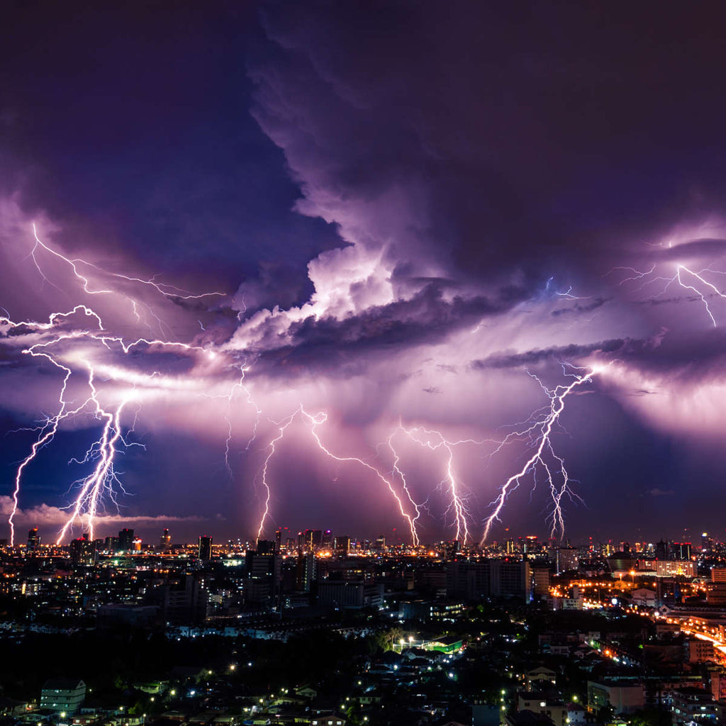 City Lightning Storm Wall Art Photography