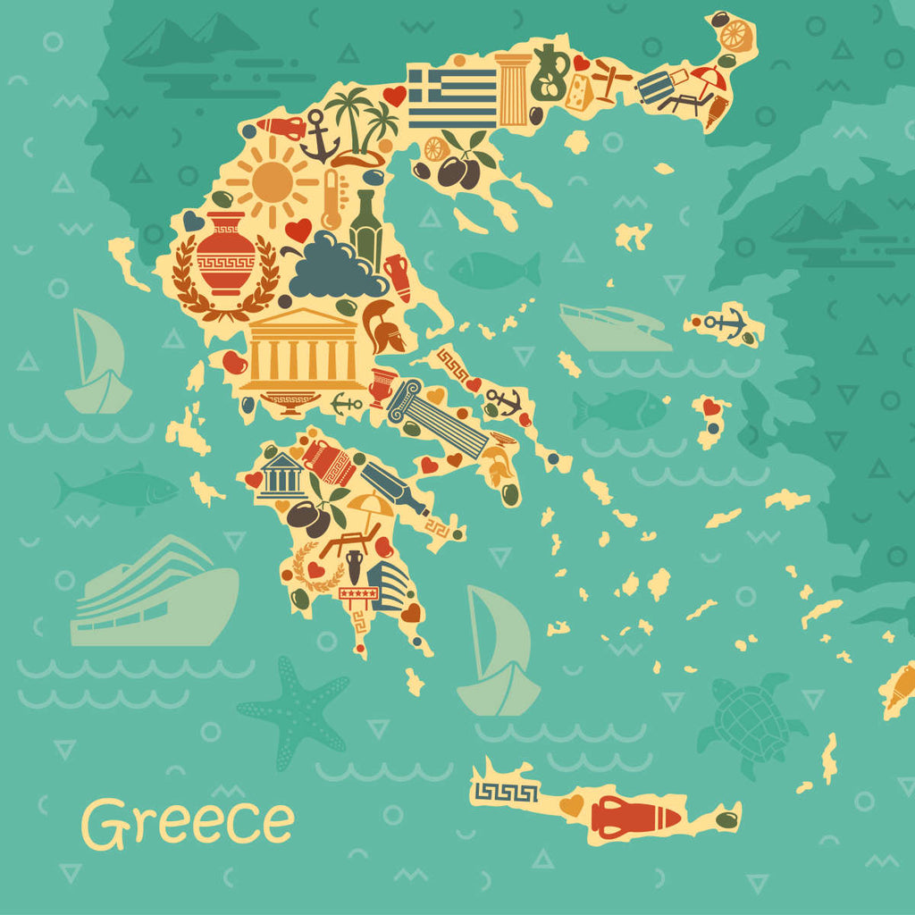 Greek Culture Map Wall Art | Digital Art