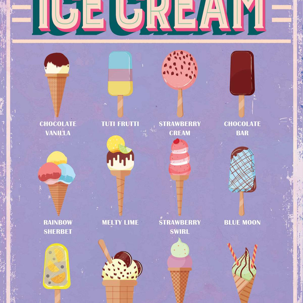 Ice Cream Flavors Chart Wall Art | Digital Art