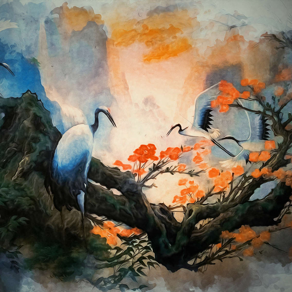 Japanese Birds Wall Art | Digital Art