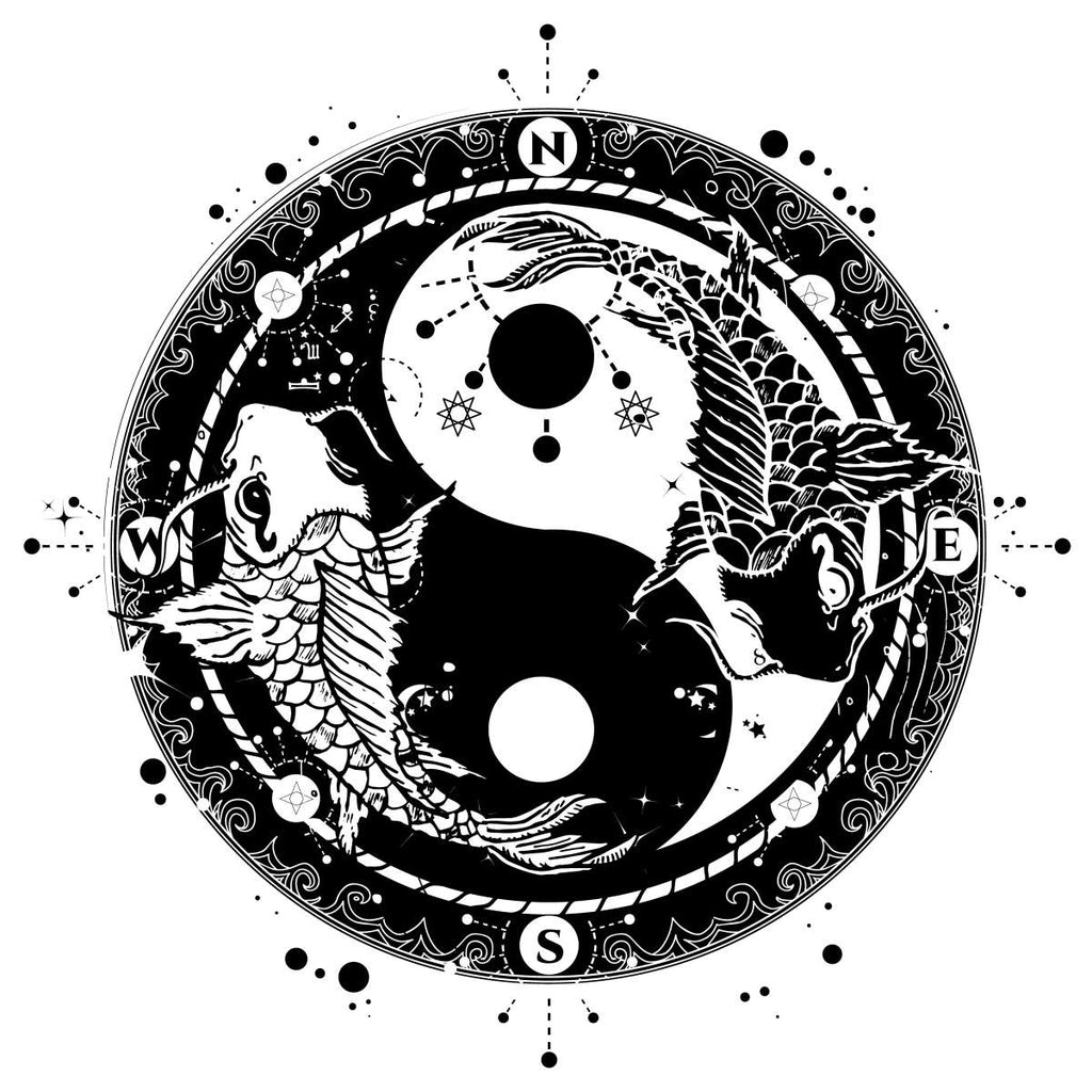 Koi Fish Yin Yang Tattoo Multi Panel Canvas Wall Art | ElephantStock