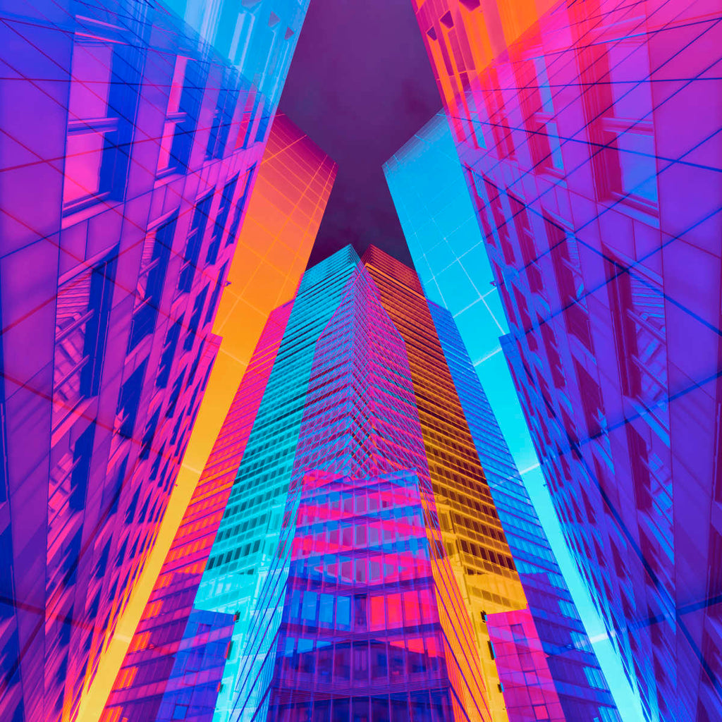 Neon Skyscrapers Wall Art | Photography