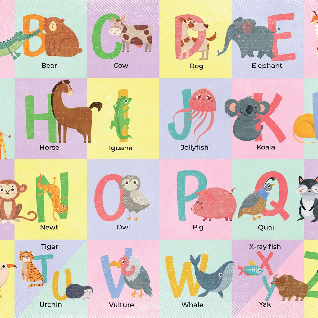 Pastel Animal Alphabet Chart Wall Art | Digital Art