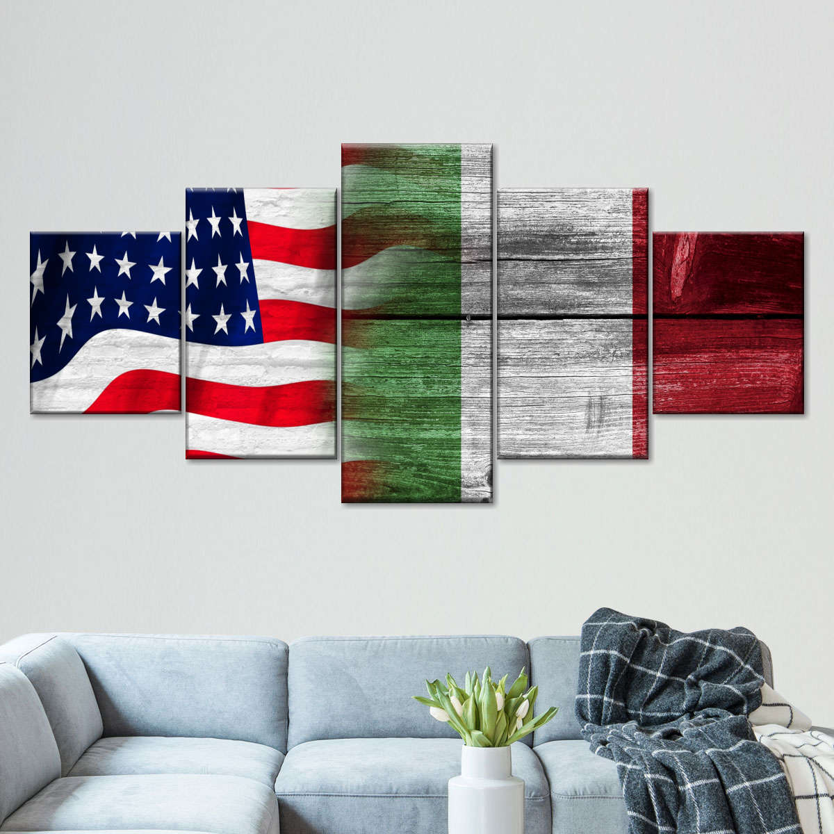 Usa And Italy Flag Multi Panel Canvas Wall Art Elephantstock