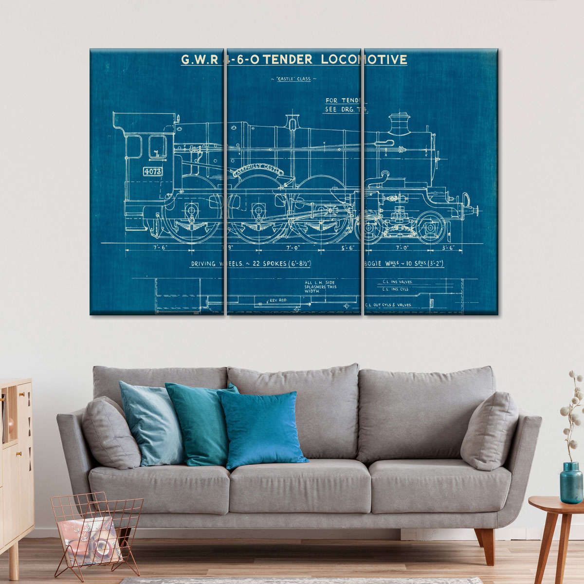Locomotive Blueprint I Wall Art: Canvas Prints, Art Prints & Framed Canvas