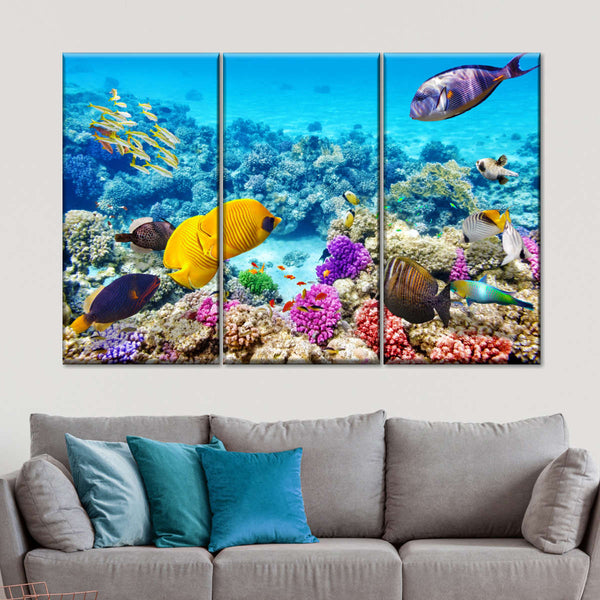 Aquatic Life Multi Panel Canvas Wall Art | ElephantStock