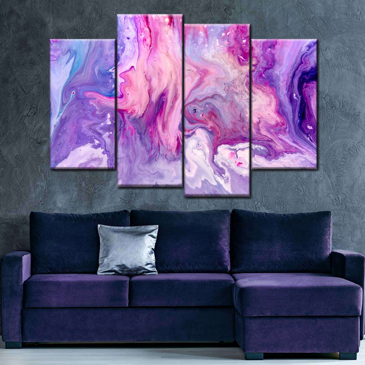 Lavender Whirl Ink Multi Panel Canvas Wall Art