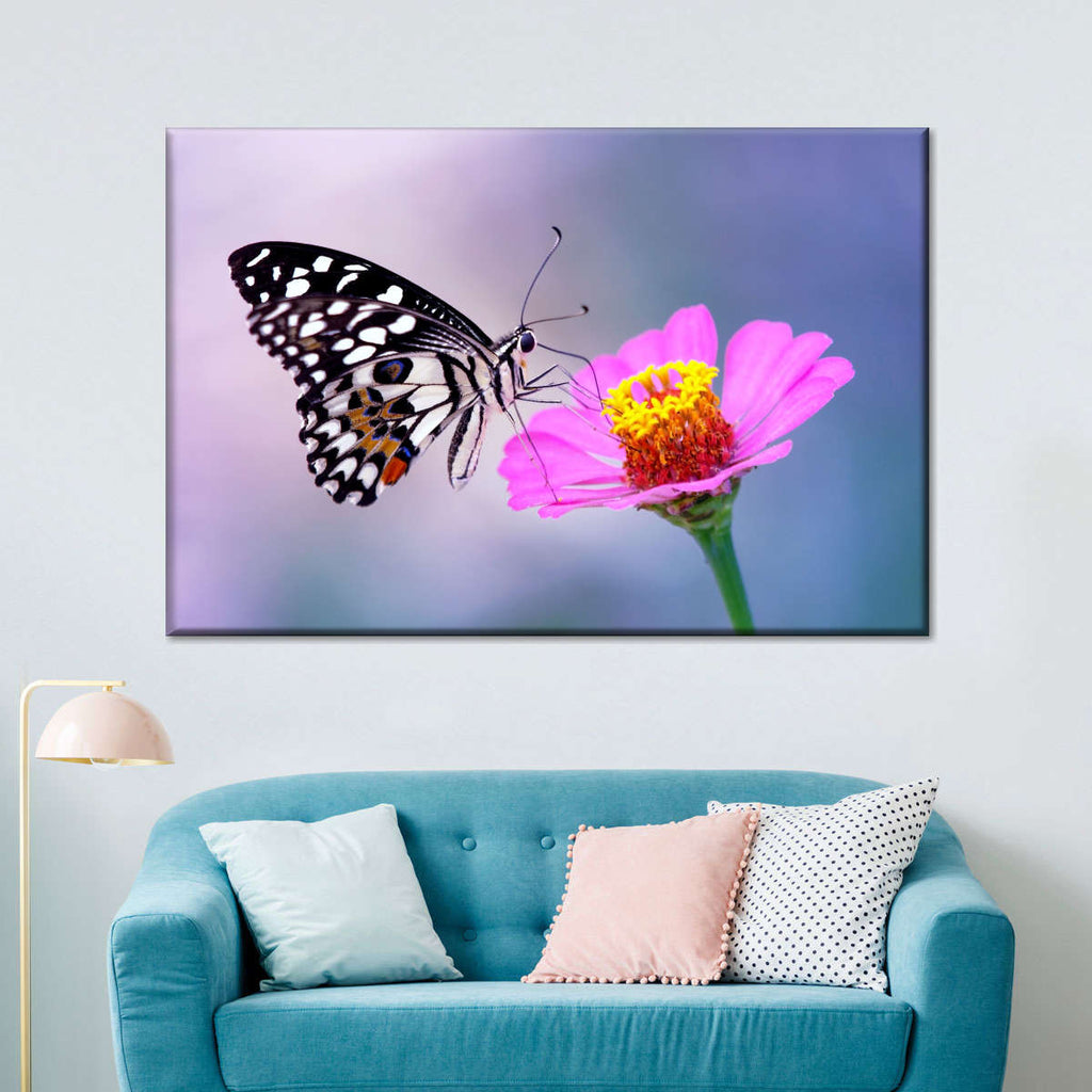 Lovely Lime Butterfly Multi Panel Canvas Wall Art