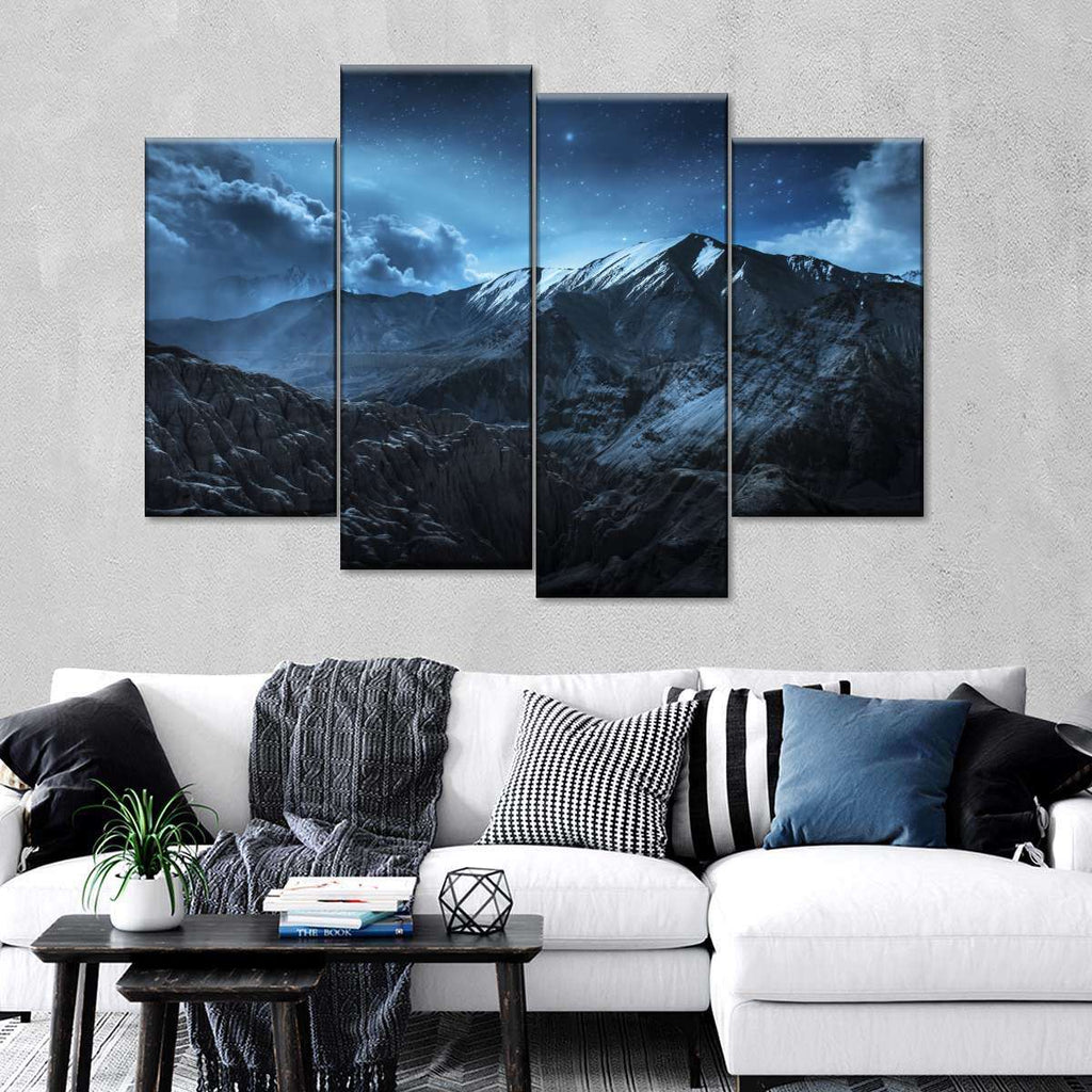 Nightfall Over Mountain Range Multi Panel Canvas Wall Art | ElephantStock