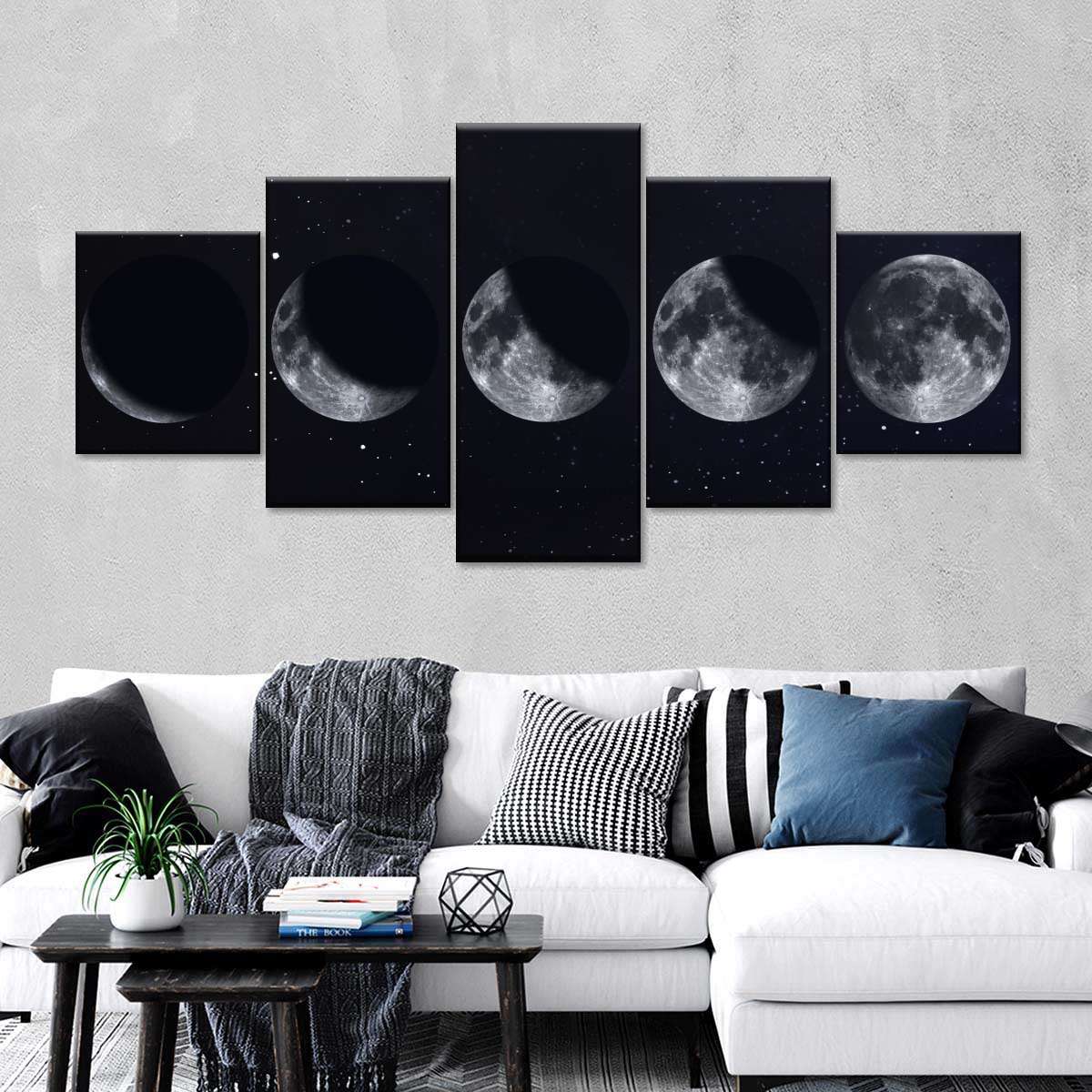 Moon Phases Multi Panel Canvas Wall Art Elephantstock 