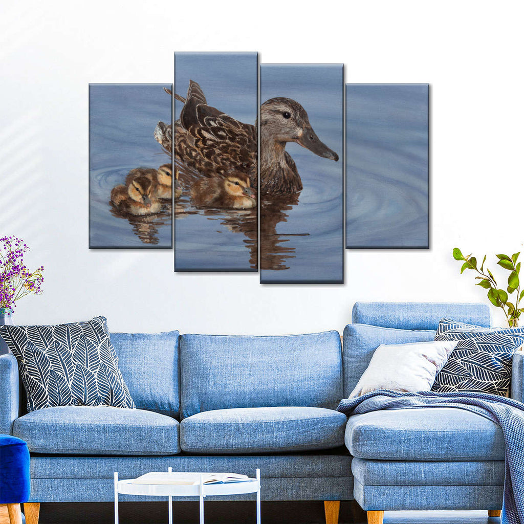 Duck Family Of Four Wall Art | Painting | by Valerie Rogers