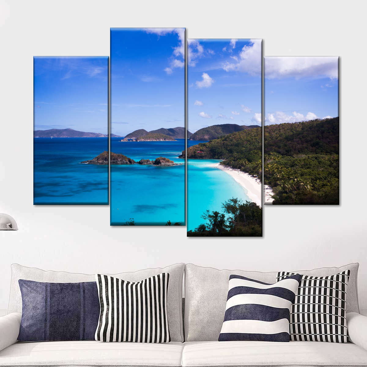 Tranquil Azure Waters Multi Panel Canvas Wall Art Elephantstock