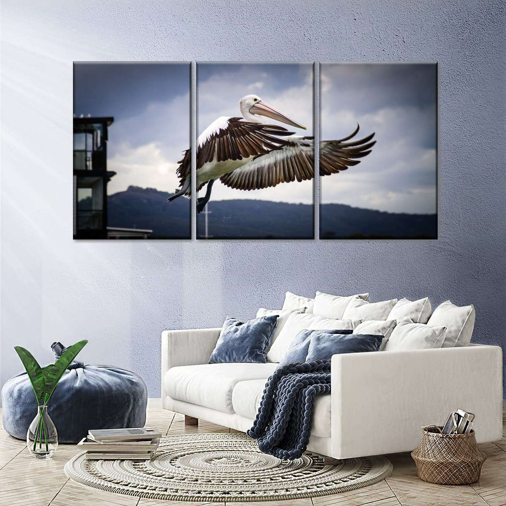 Pelican In The Air Wall Art | Photography