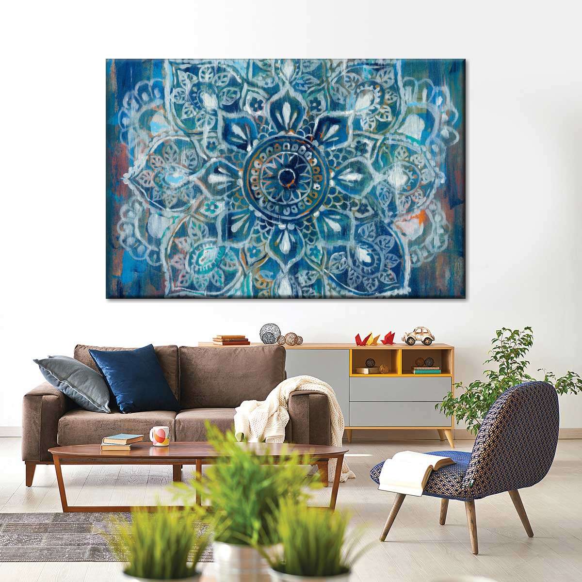 Mandala in Blue II Multi Panel Canvas Wall Art