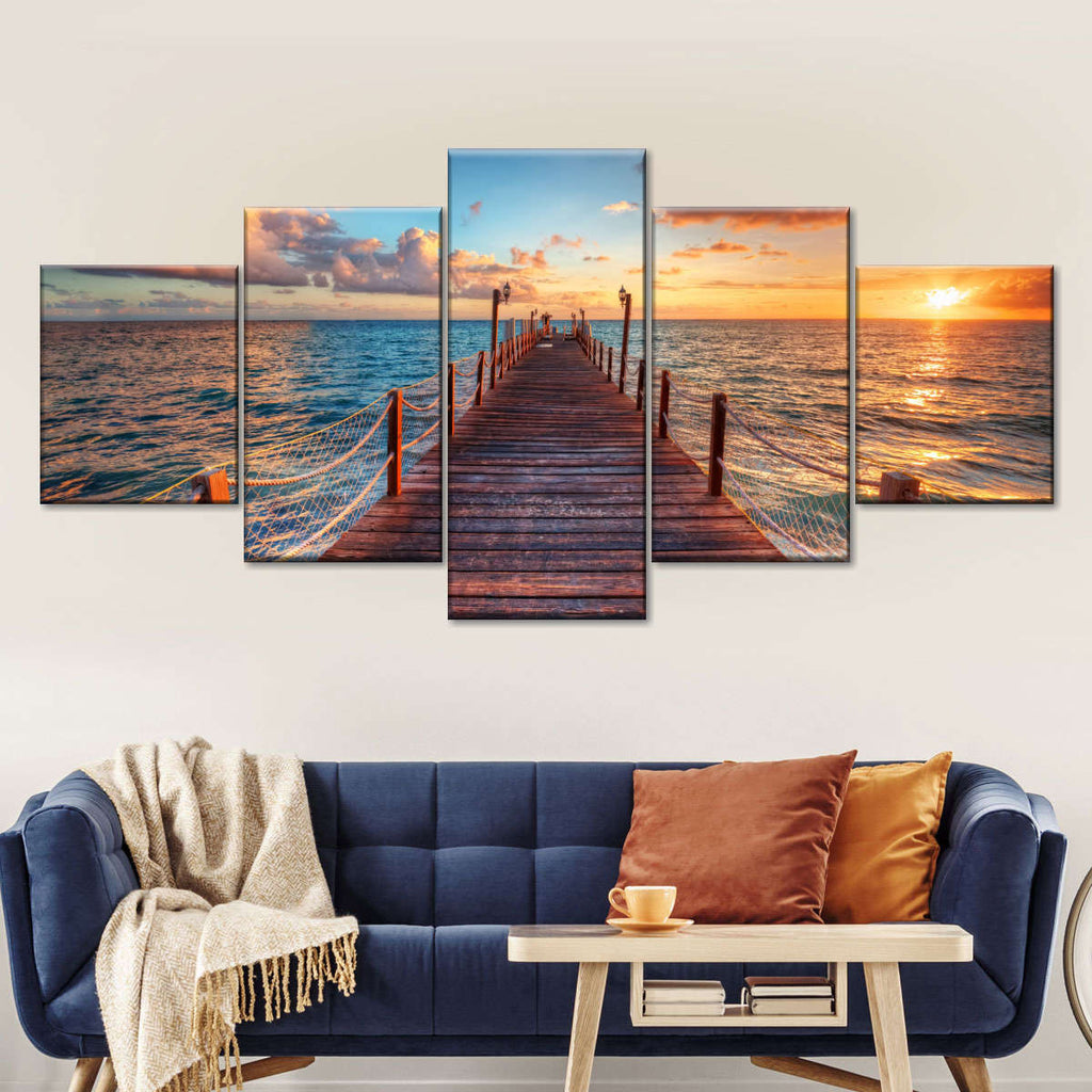 Sunset Over Sea Dock Wall Art | Photography
