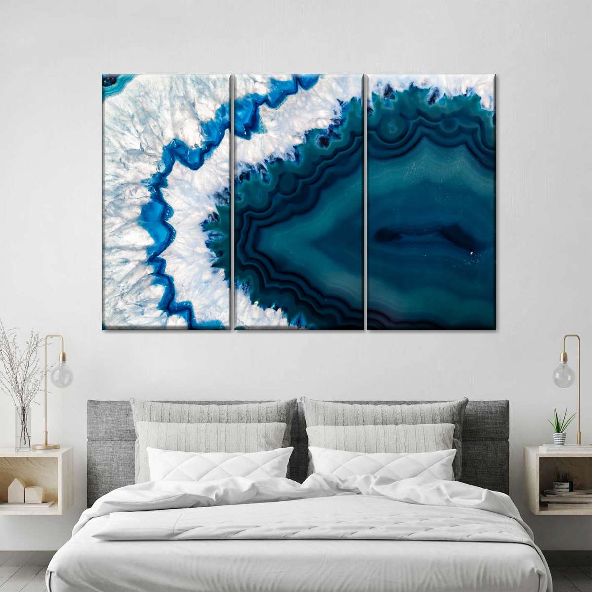 Blue Agate Crystal Multi Panel Canvas Wall Art