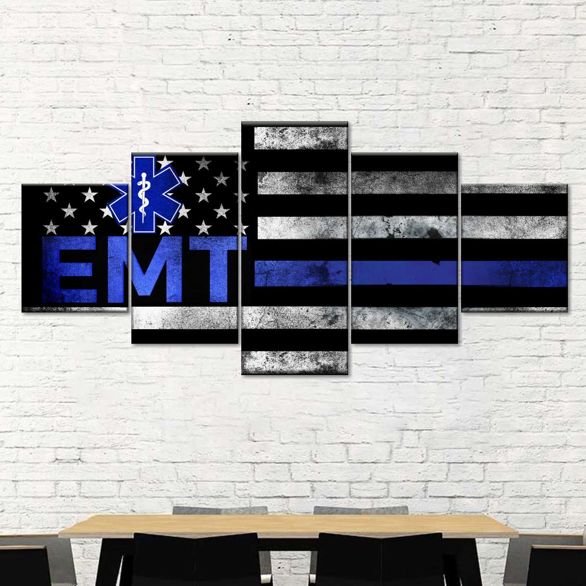 Emt Logo Flag Multi Panel Canvas Wall Art Elephantstock