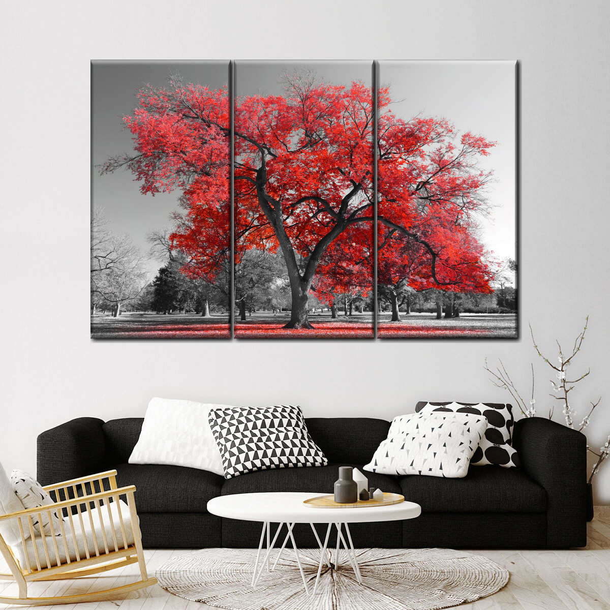 Big Red Tree Multi Panel Canvas Wall Art | ElephantStock