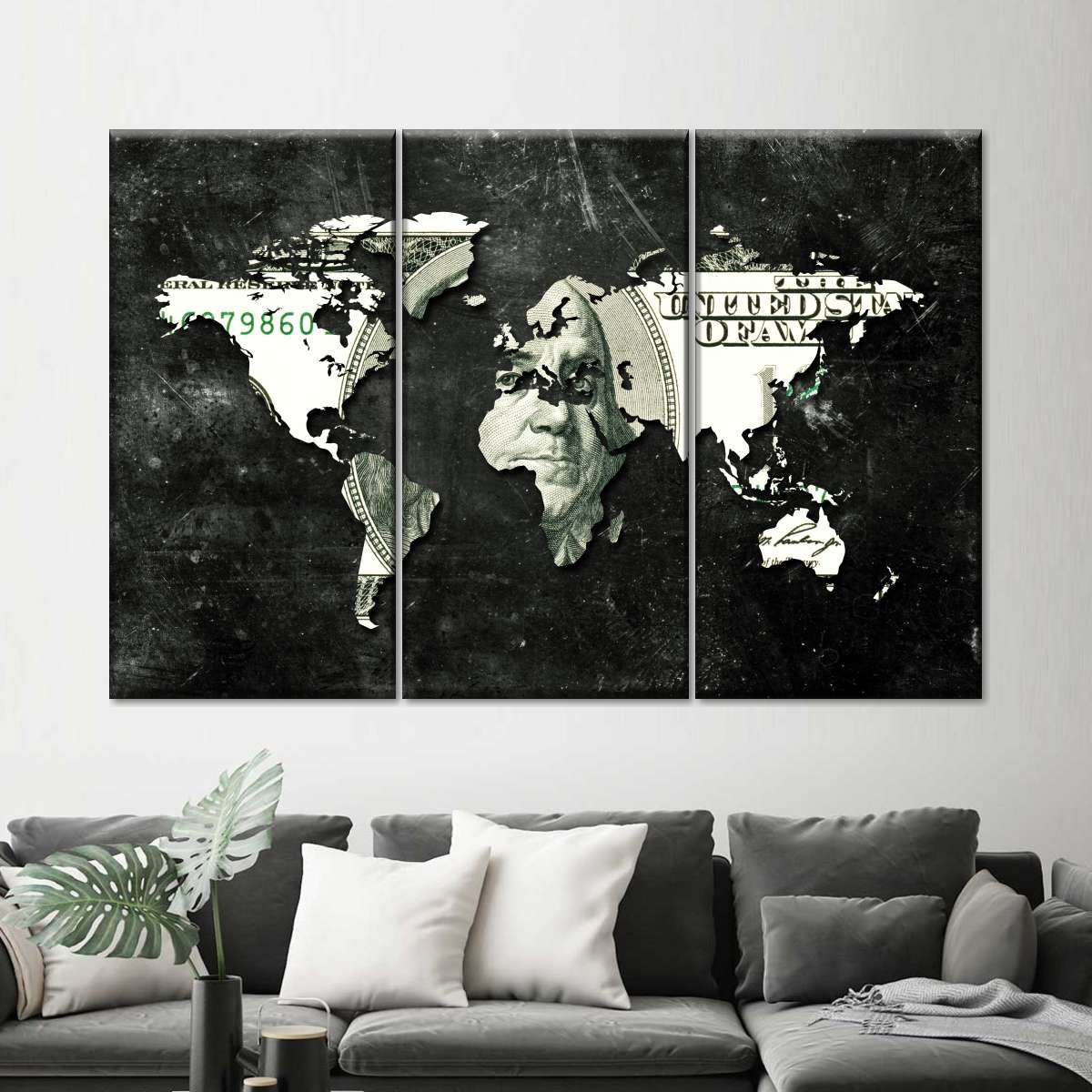 Us Dollar Map Multi Panel Canvas Wall Art Elephantstock