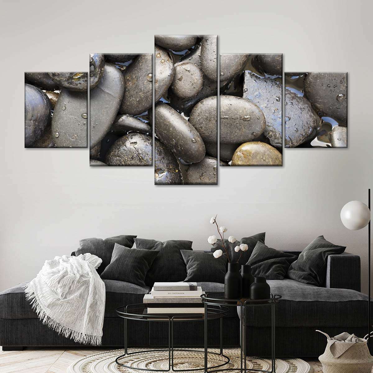 Stones In Water Multi Panel Canvas Wall Art Elephantstock