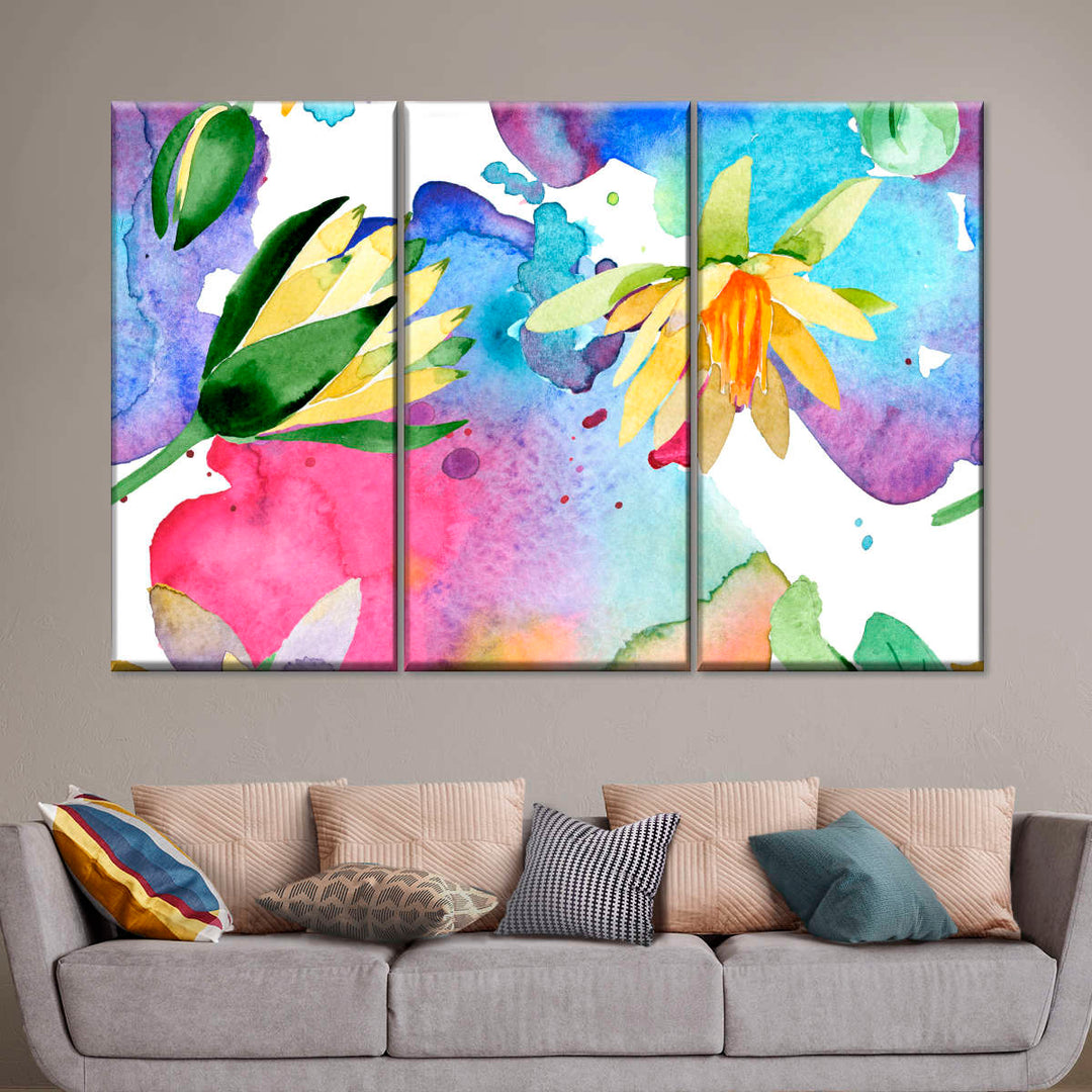 Abstract Lotus Flower Wall Art | Watercolor