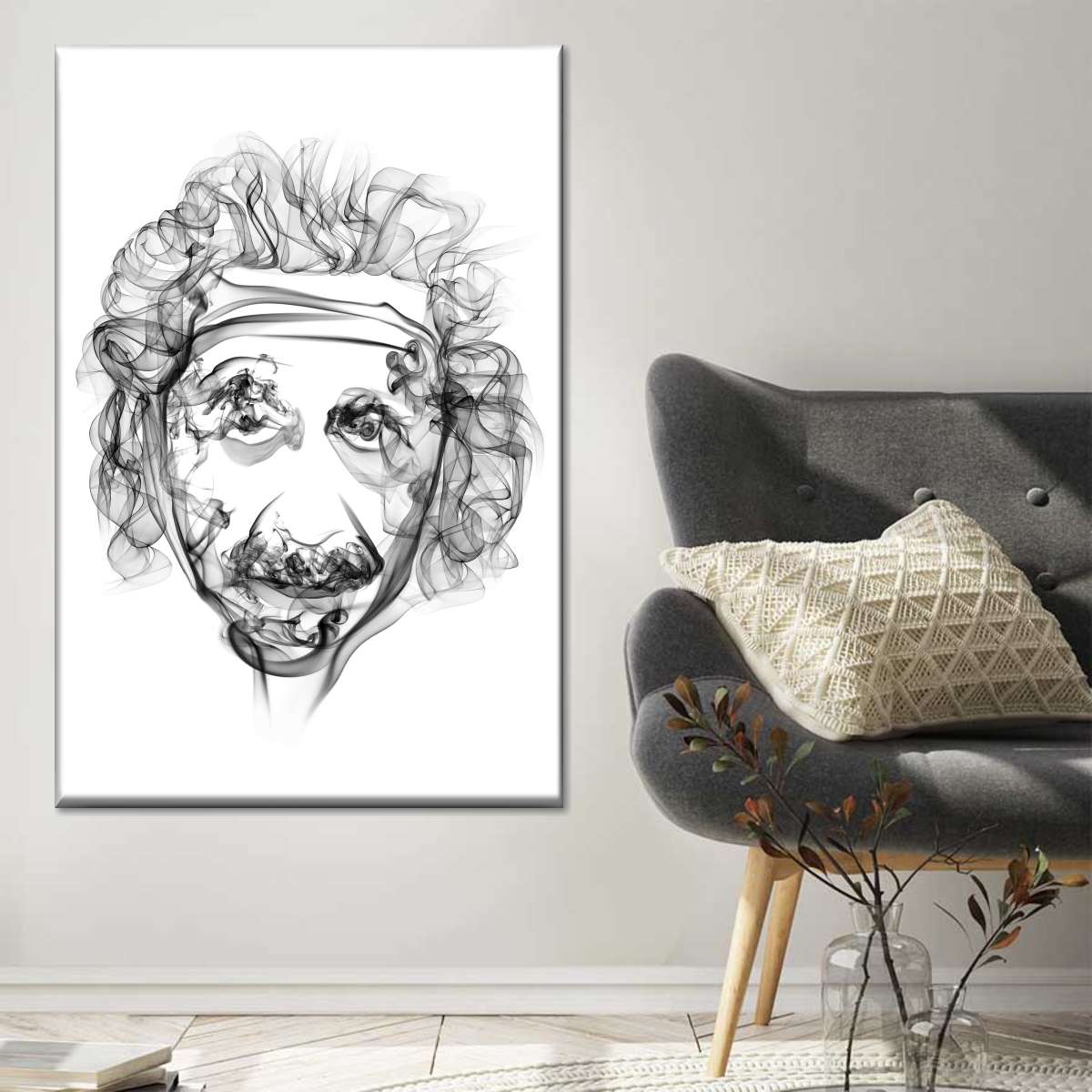 albert einstein smoking colors poster