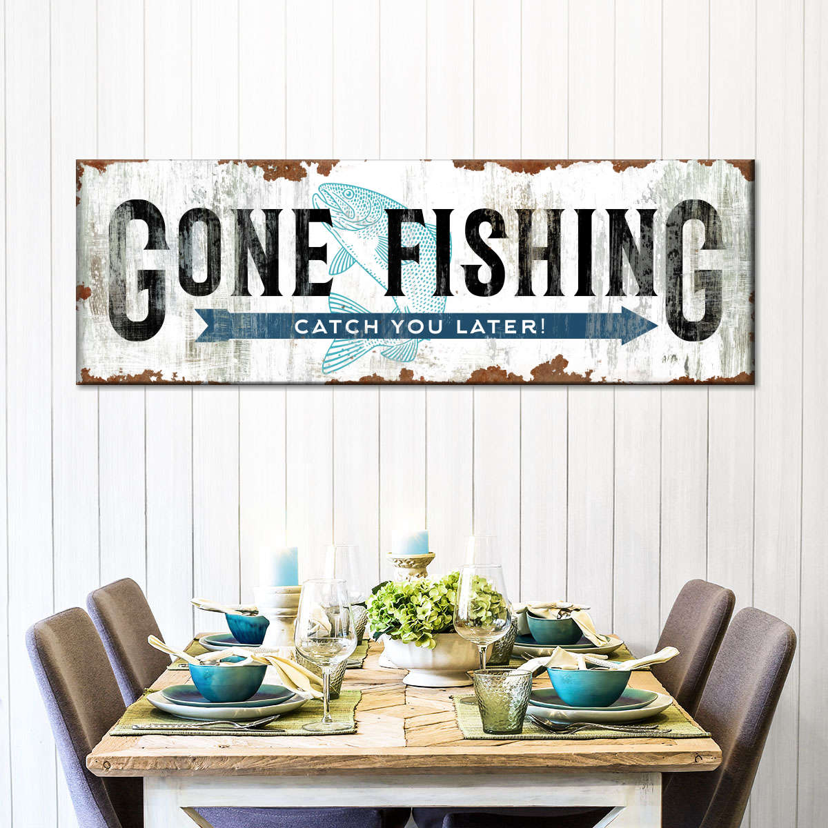 Gone Fishing Signage Wall Art: Canvas Prints, Art Prints & Framed