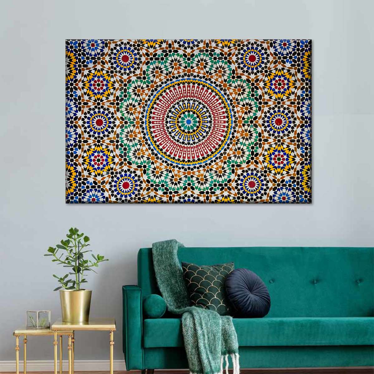 Traditional Moroccan Mosaic Multi Panel Canvas Wall Art