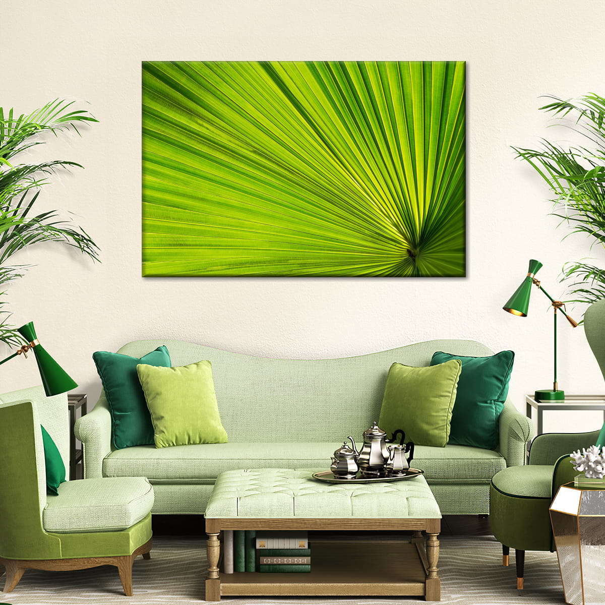 Fan Palm Leaf Multi Panel Canvas Wall Art
