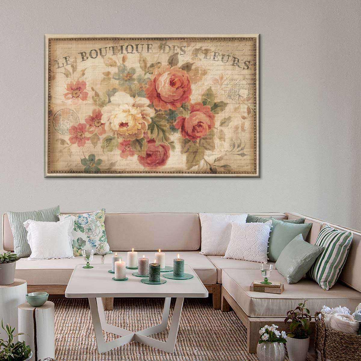 Parisian Flowers III Multi Panel Canvas Wall Art