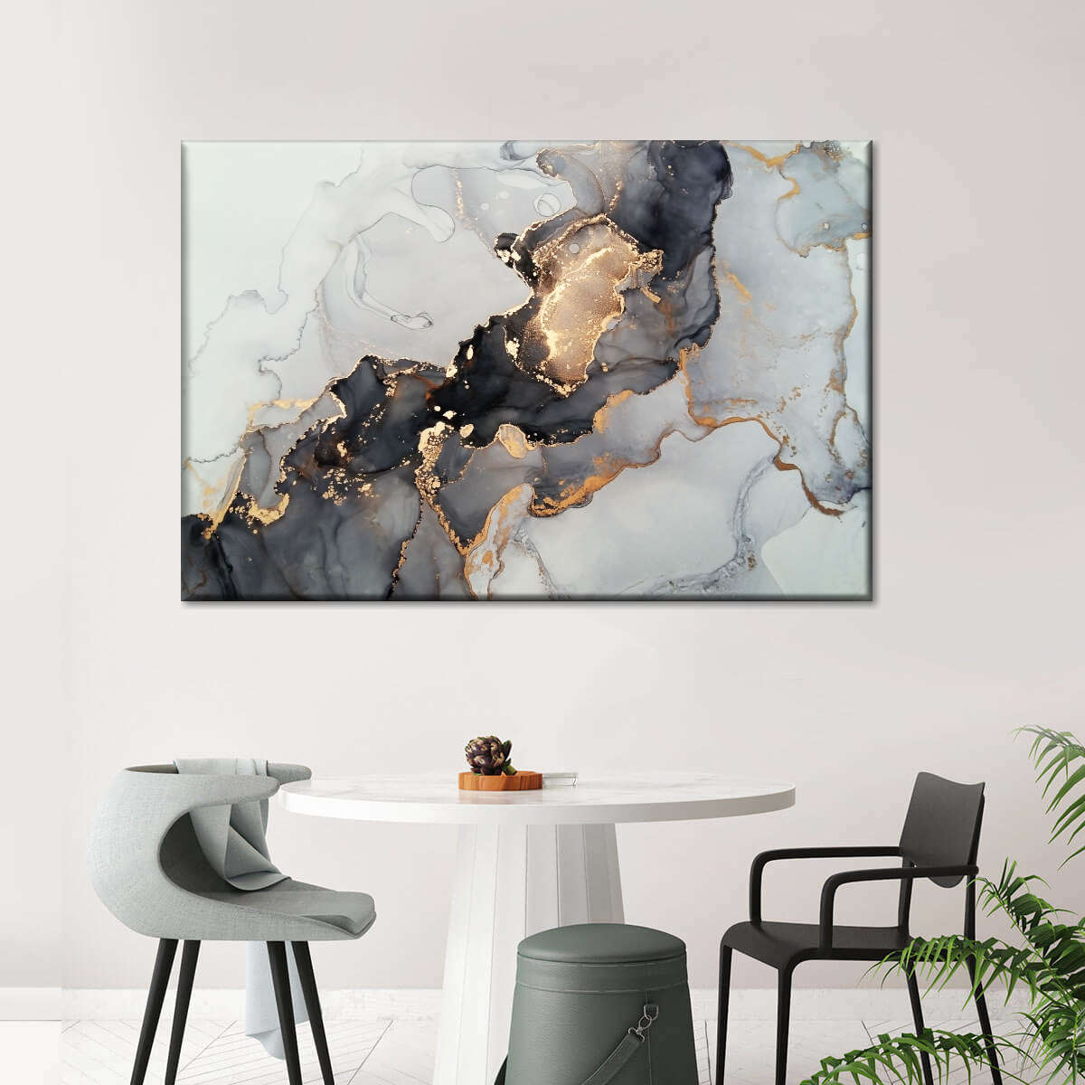 Black And Gold Marble Multi Panel Canvas Wall Art