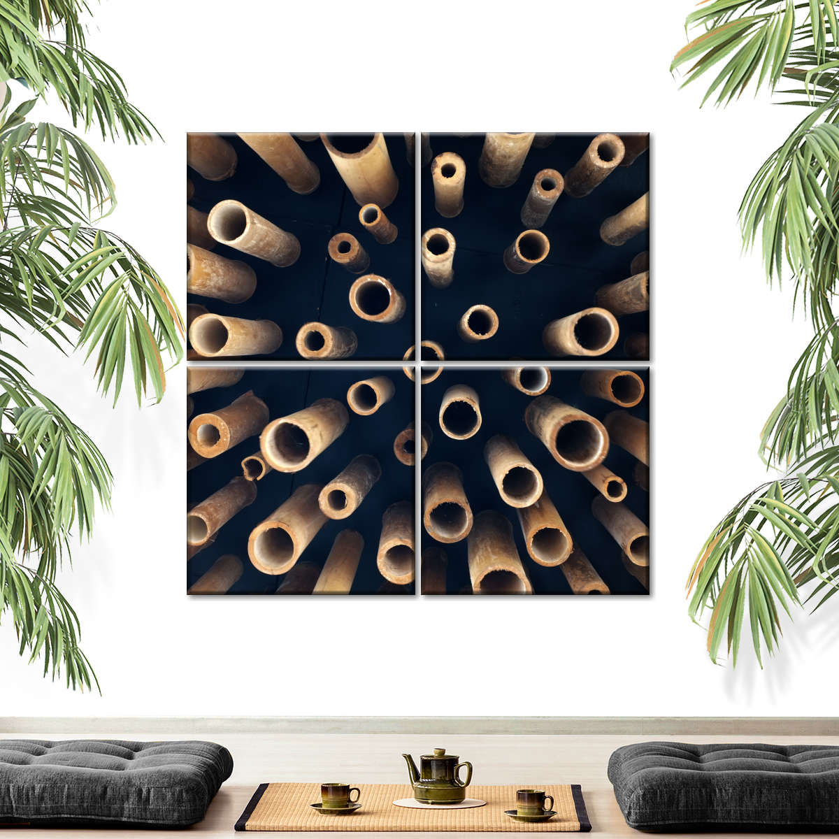 Japandi Wood Wall Decor Hanging Carved Home Bamboo Wall Art for Living Room