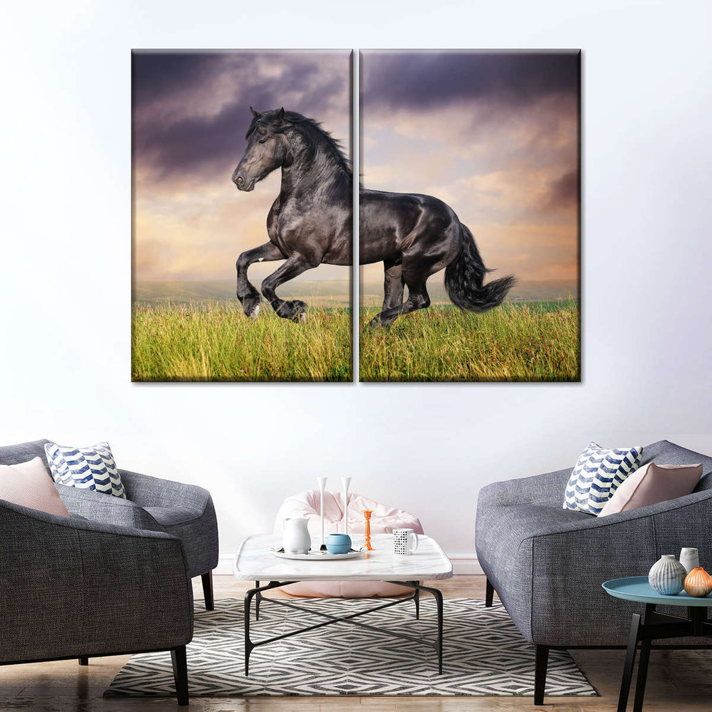 Galloping Friesian Horse Wall Art | Photography