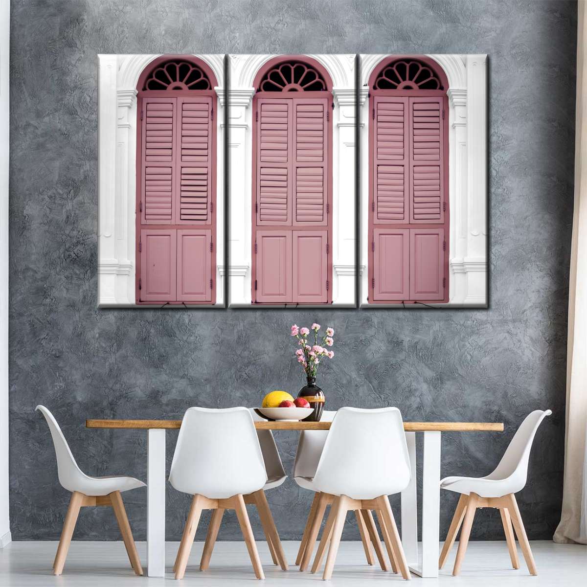 Pink Retro Windows Multi Panel Canvas Wall Art