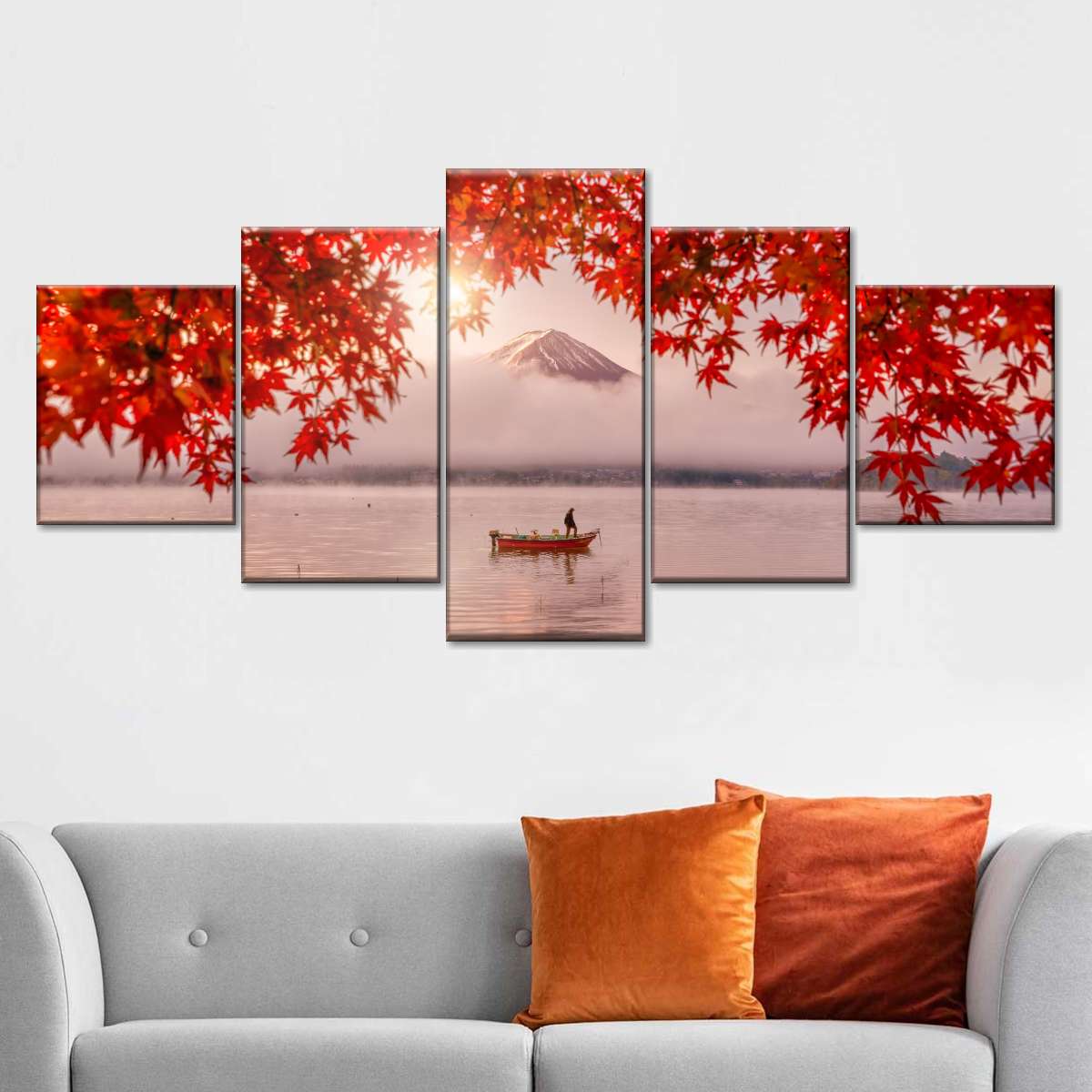 Red Autumn Leaves In Fuji Multi wall art padstyle