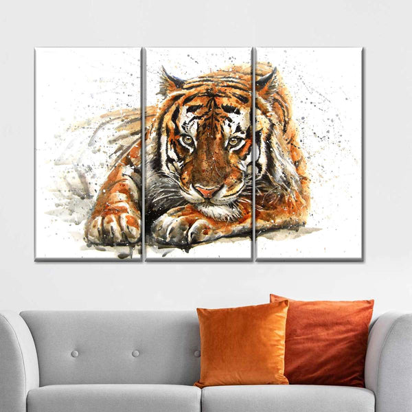 Tiger Painting Multi Panel Canvas Wall Art | ElephantStock