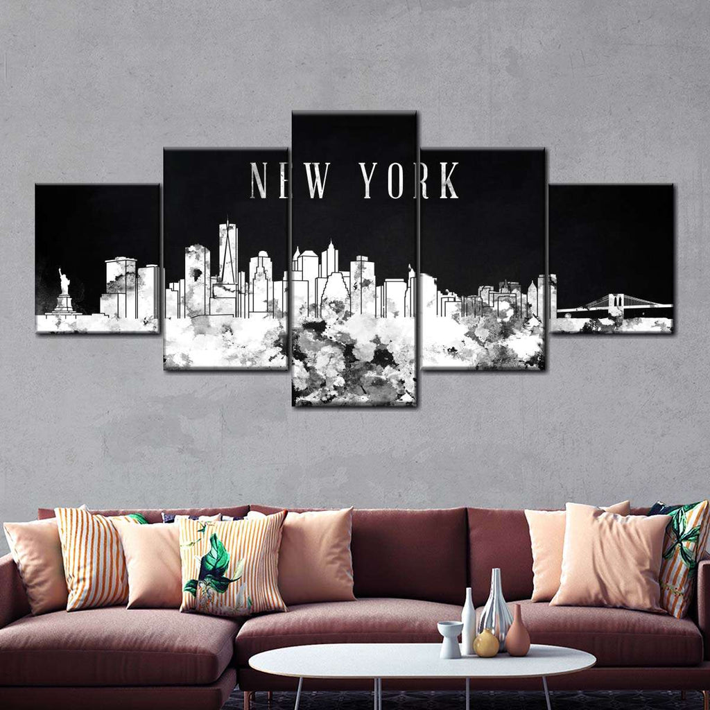 NYC Skyline BW Wall Art | Digital Art