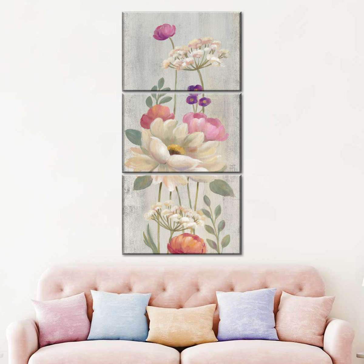 Retro Floral I Multi Panel Canvas Wall Art