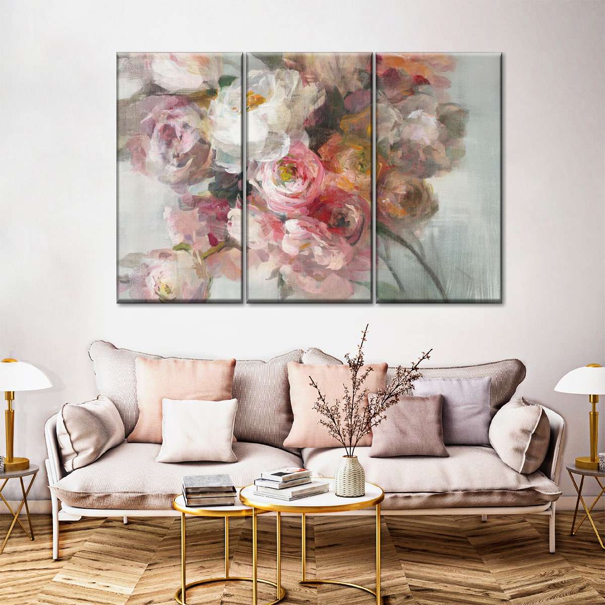 Blush Bouquet Multi Panel Canvas Wall Art