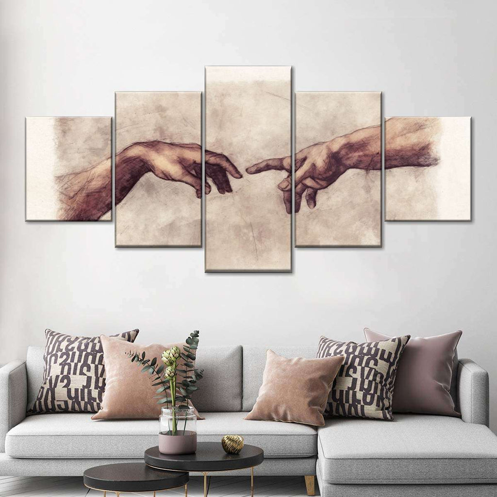 Angels Touching Fingers Wall Art | Watercolor