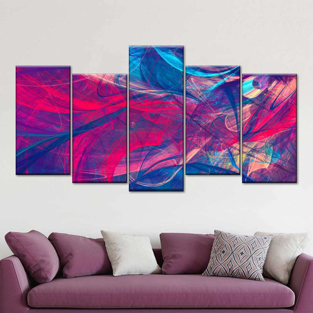 Fancy Purple Streaks Multi Panel Canvas Wall Art | ElephantStock