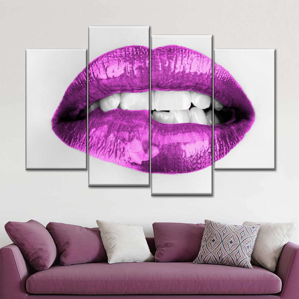 ❤️ Louis Vuitton painting lips lipstick purple canvas print lv4