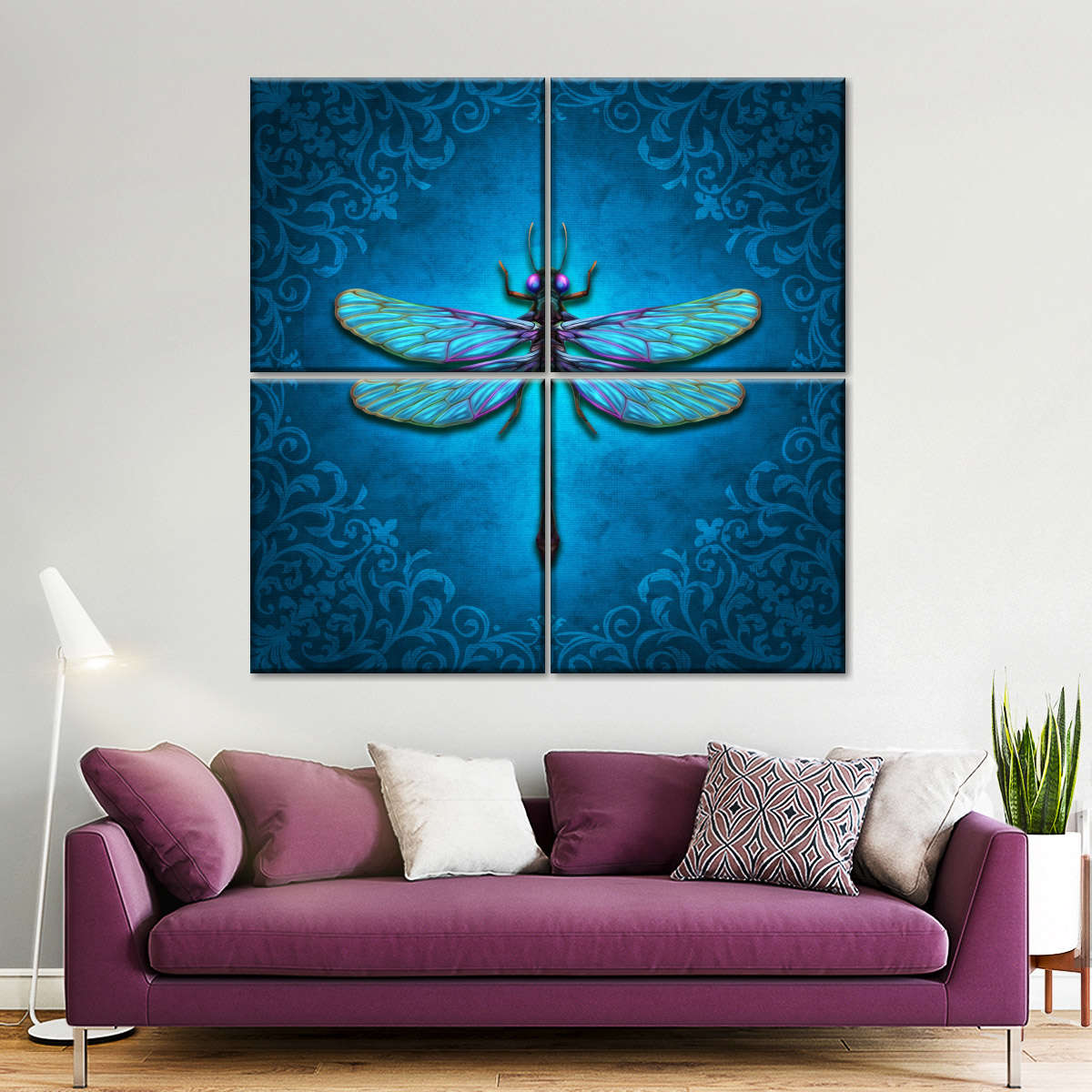  Ambesonne Dragonfly Wall Art with Frame, Wild Grass and  Dragonflies in Exquisitely Growing Lawn Herb Bush Rural Pattern, Printed  Fabric Poster for Bathroom Living Room Dorms, 35 x 23, Pale Green