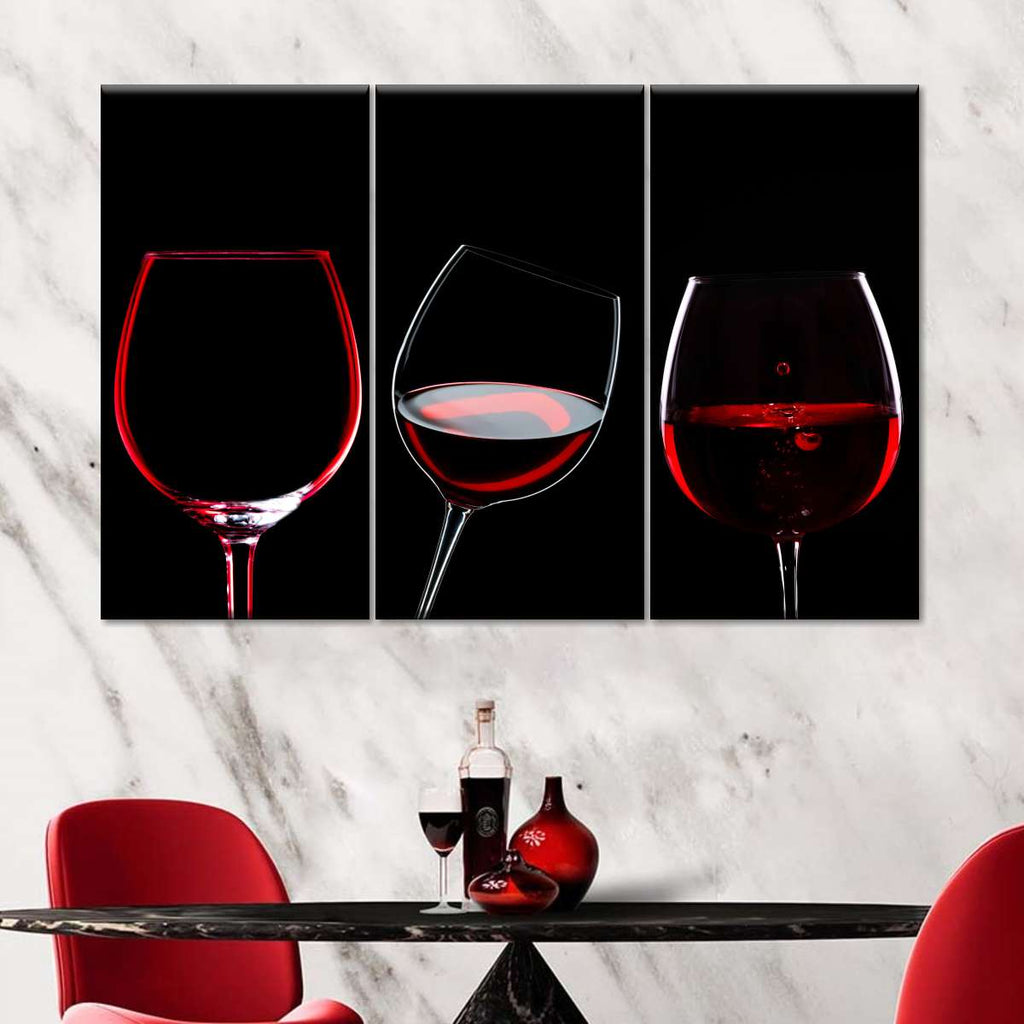 Three Red Wine Silhouette Wall Art | Photography