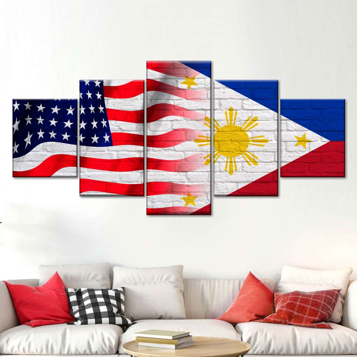 Philippines And Usa Flag Multi Panel Canvas Wall Art Elephantstock
