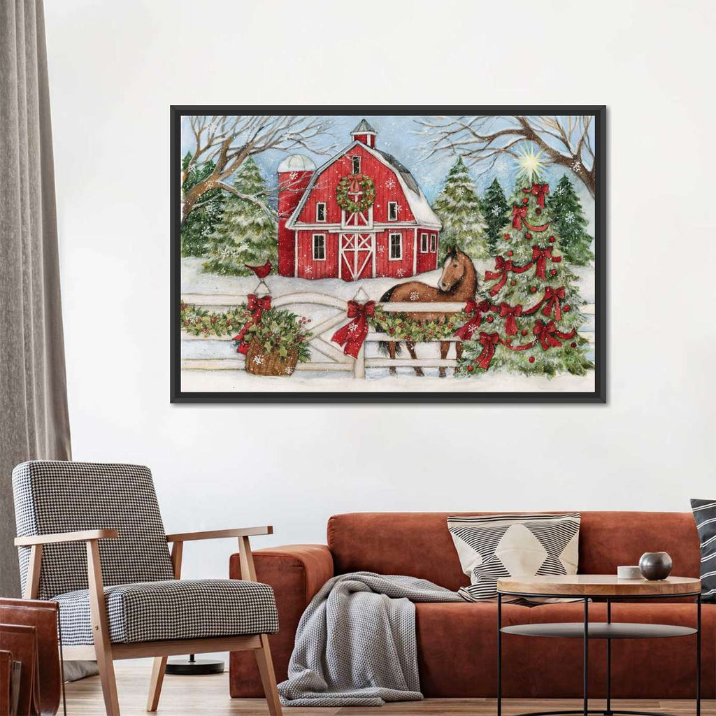 Winter Barn Horse Wall Art | Painting | by Susan Winget