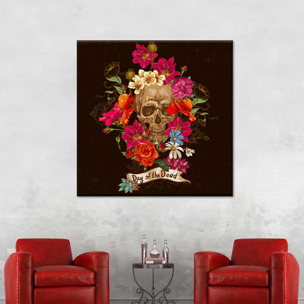 Floral Day Of The Dead Wall Art | Digital Art
