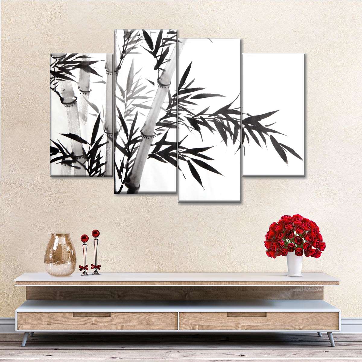 TutuBeer Bamboo Canvas Wall Art for Home Decor Bamboo Paintings for Wall Bamboo Wall Picture Chinese Painting of Bamboo Forest Nature Picture Print on - 5