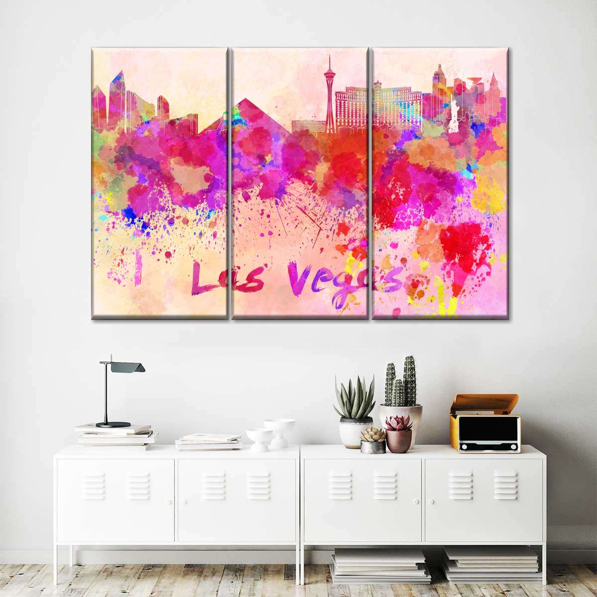 Las Vegas Watercolor Skyline Multi Panel Canvas Wall Art Elephantstock