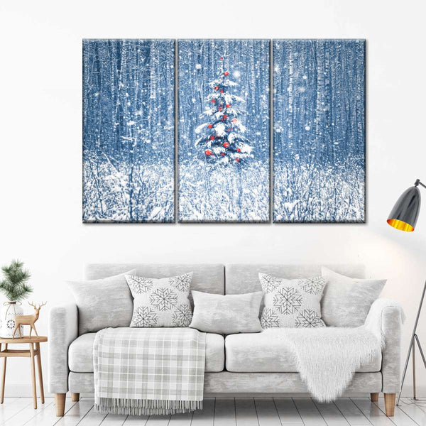 Icy Christmas Spruce Multi Panel Canvas Wall Art | ElephantStock